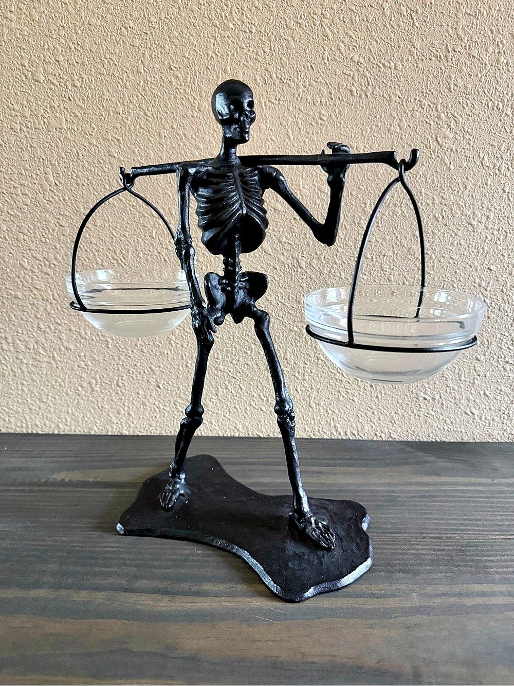Pottery Barn Skeleton Double Snack Server / Condiment Set Decor Rare Find.